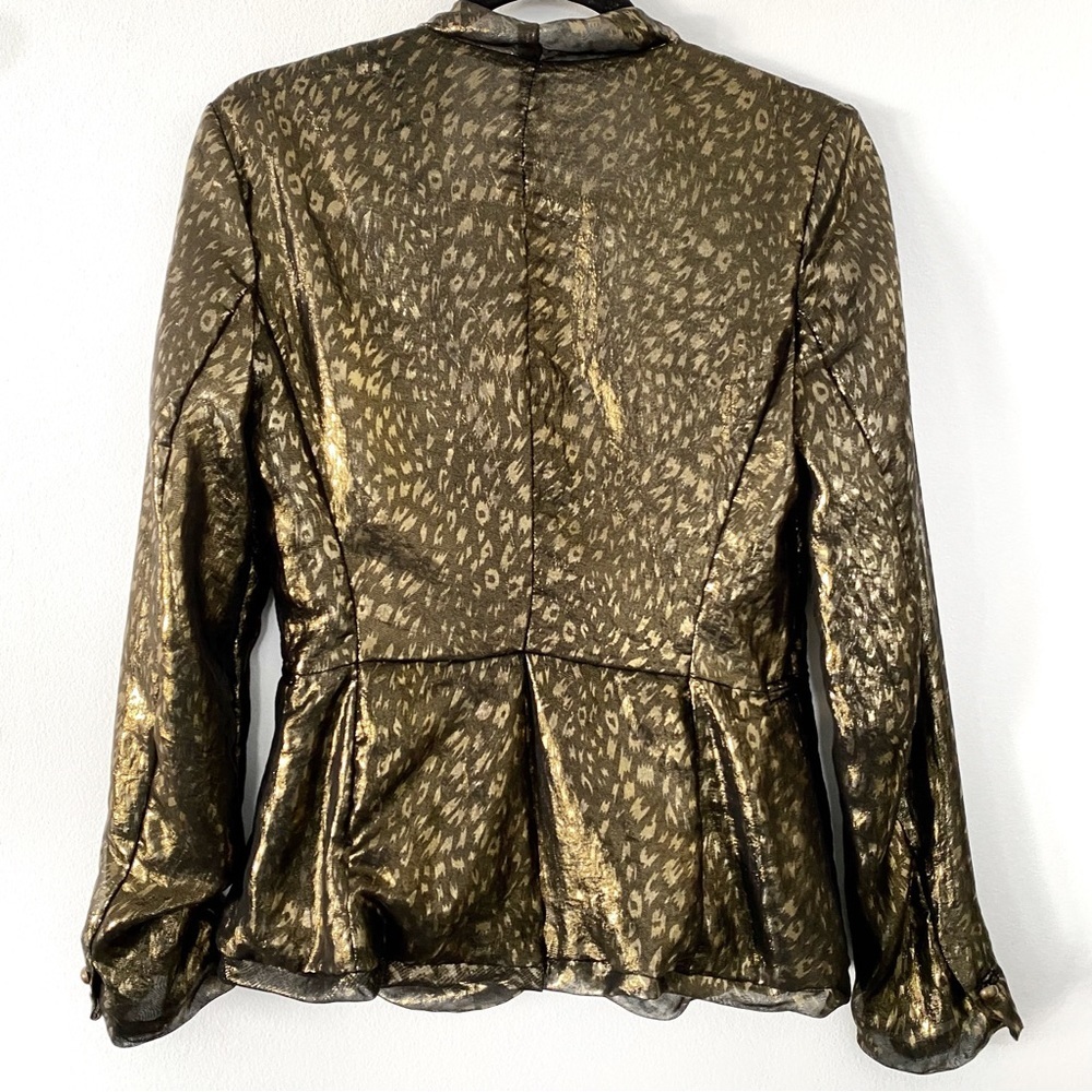 Walter Baker Genny sheer gold black lightweight leopard jacket blazer XS - Picture 2 of 11